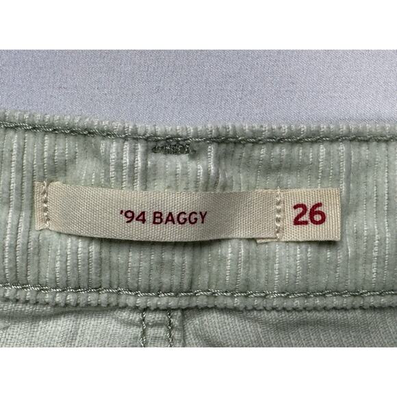 Levi's Women's '94 Baggy Light Green Corduroy Pants - Size 26x31 (27x30) - Picture 4 of 6